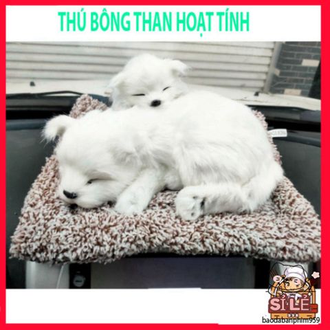 Thú Bông Khử Mùi Than Hoạt Tính Cún Trắng - Đồ Trang Trí Ô Tô Dễ Thương, Lọc Không Khí, Phụ Kiện Cho Xe Hơi Và Bàn Làm Việc