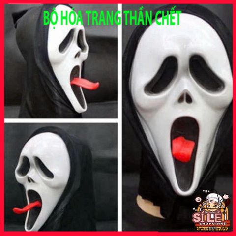 Bộ Trang Phục Halloween Thần Chết - Áo Hình Xương, Găng Tay và Mặt Nạ Ma Quái Chất Liệu Thun Mỏng Cho Tiệc Hóa Trang