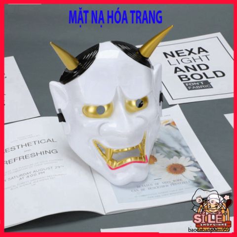 Mặt Nạ Halloween Oni Noh Hannya - Mặt Nạ Nhập Vai 2 Sừng Chất Lượng Cao Cho Tiệc Hóa Trang Cosplay