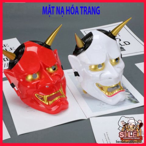 Mặt Nạ Halloween Oni Noh Hannya - Mặt Nạ Nhập Vai 2 Sừng Chất Lượng Cao Cho Tiệc Hóa Trang Cosplay