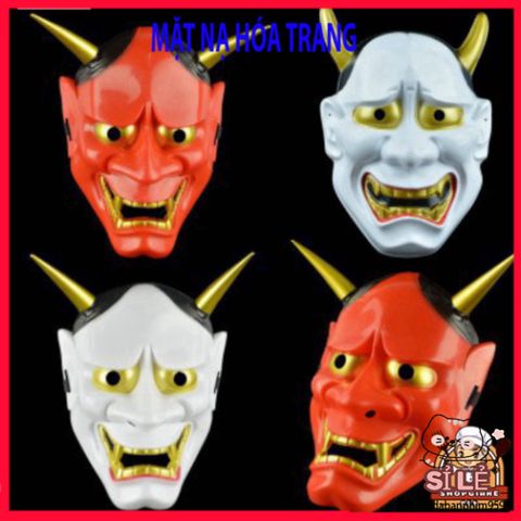 Mặt Nạ Halloween Oni Noh Hannya - Mặt Nạ Nhập Vai 2 Sừng Chất Lượng Cao Cho Tiệc Hóa Trang Cosplay