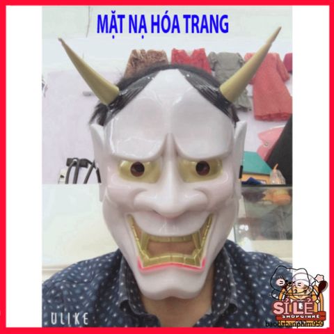 Mặt Nạ Halloween Oni Noh Hannya - Mặt Nạ Nhập Vai 2 Sừng Chất Lượng Cao Cho Tiệc Hóa Trang Cosplay