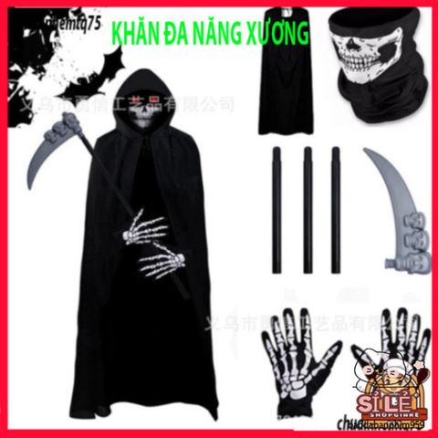 Khẩu Trang Xương Ma Đầu Lâu và Khăn Đa Năng 50cm - Thời Trang An Toàn, Tiện Dụng, Phong Cách Cá Tính cho Mọi Hoạt Động Ngoài Trời