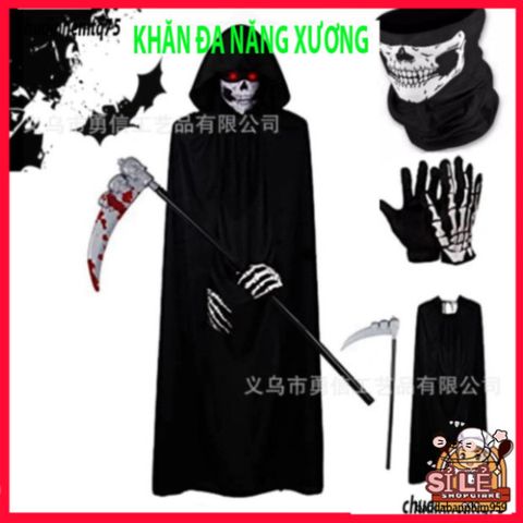 Khẩu Trang Xương Ma Đầu Lâu và Khăn Đa Năng 50cm - Thời Trang An Toàn, Tiện Dụng, Phong Cách Cá Tính cho Mọi Hoạt Động Ngoài Trời