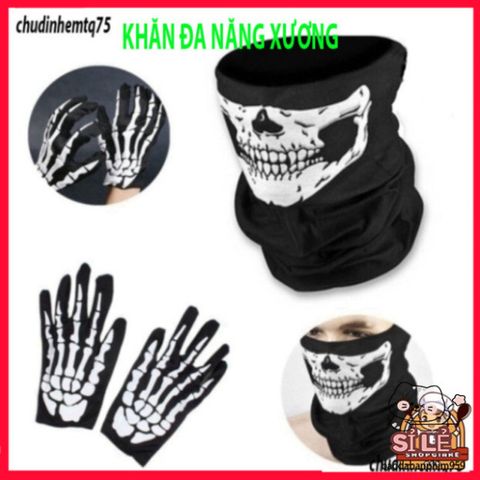 Khẩu Trang Xương Ma Đầu Lâu và Khăn Đa Năng 50cm - Thời Trang An Toàn, Tiện Dụng, Phong Cách Cá Tính cho Mọi Hoạt Động Ngoài Trời