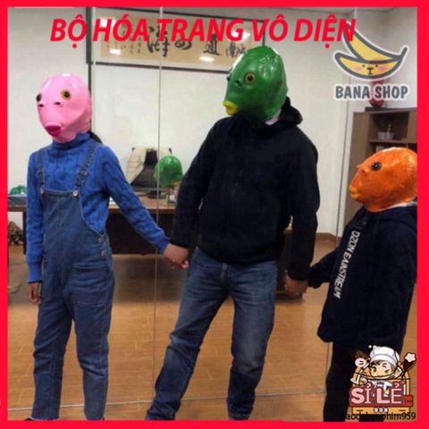 Mặt Nạ Cosplay Đầu Cá Xanh Silicon Đa Màu - Thích Hợp Cho Halloween Và Lễ Hội Hóa Trang Ếch Xanh Hacker