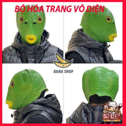 Mặt Nạ Cosplay Đầu Cá Xanh Silicon Đa Màu - Thích Hợp Cho Halloween Và Lễ Hội Hóa Trang Ếch Xanh Hacker