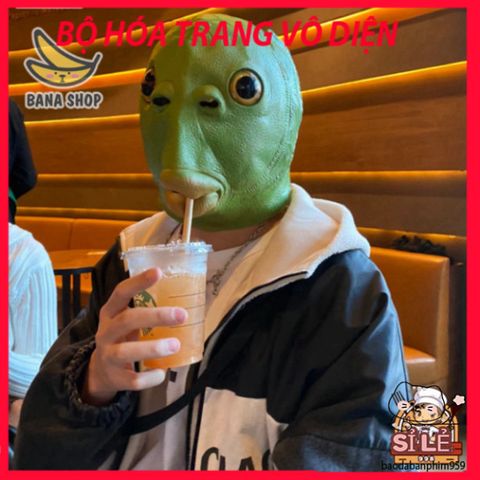 Mặt Nạ Cosplay Đầu Cá Xanh Silicon Đa Màu - Thích Hợp Cho Halloween Và Lễ Hội Hóa Trang Ếch Xanh Hacker