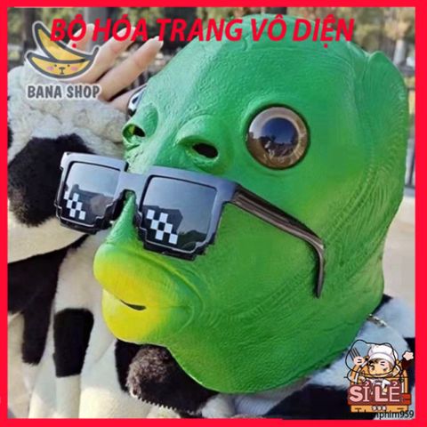 Mặt Nạ Cosplay Đầu Cá Xanh Silicon Đa Màu - Thích Hợp Cho Halloween Và Lễ Hội Hóa Trang Ếch Xanh Hacker