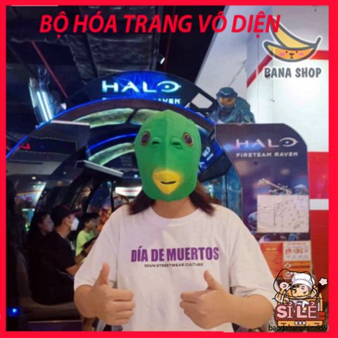 Mặt Nạ Cosplay Đầu Cá Xanh Silicon Đa Màu - Thích Hợp Cho Halloween Và Lễ Hội Hóa Trang Ếch Xanh Hacker