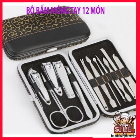 Bộ sản phẩm chăm sóc móng tay 12 món chuyên nghiệp - Dụng cụ cắt, dũa, và làm đẹp tiện lợi cho phái đẹp tại nhà