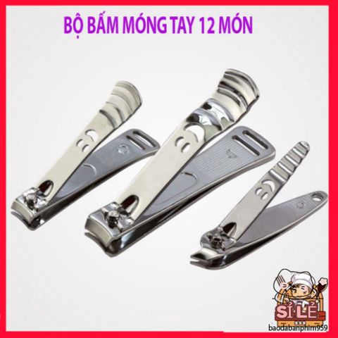 Bộ sản phẩm chăm sóc móng tay 12 món chuyên nghiệp - Dụng cụ cắt, dũa, và làm đẹp tiện lợi cho phái đẹp tại nhà