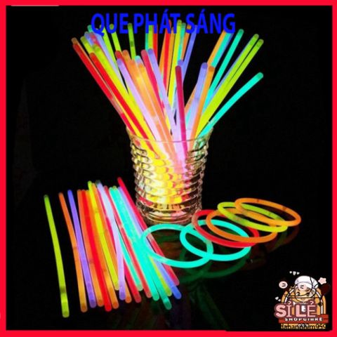 Bộ 100 Que Phát Sáng Dạ Quang Màu Sắc Kèm 100 Đầu Nối - Đồ Chơi Tiệc Tùng, Trang Trí Lễ Hội, Vòng Đeo Tay DIY An Toàn Cho Trẻ Em