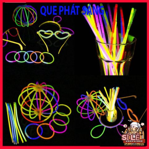 Bộ 100 Que Phát Sáng Dạ Quang Màu Sắc Kèm 100 Đầu Nối - Đồ Chơi Tiệc Tùng, Trang Trí Lễ Hội, Vòng Đeo Tay DIY An Toàn Cho Trẻ Em