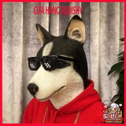 Mặt Nạ Chó Ngáo Husky Trùm Đầu - Phụ Kiện Hóa Trang Halloween, Quay Video TikTok, Cosplay Dễ Thương cho Người Yêu Thú Cưng