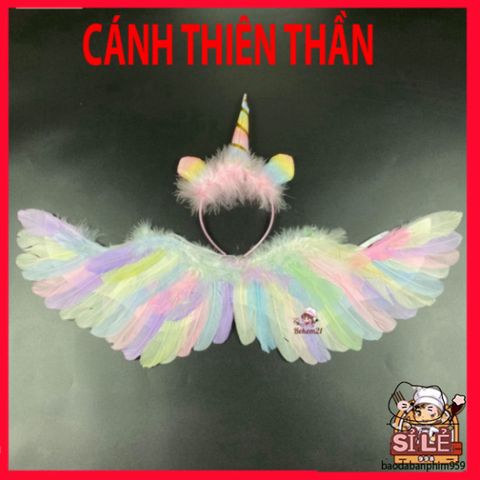 Bộ Cánh Thiên Thần Trắng Đáng Yêu - Trang Phục Hóa Trang Halloween Cho Bé với Lông Vũ và Gậy Ma Thuật - Quà Tặng Xinh Xắn