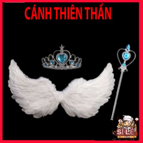 Bộ Cánh Thiên Thần Trắng Đáng Yêu - Trang Phục Hóa Trang Halloween Cho Bé với Lông Vũ và Gậy Ma Thuật - Quà Tặng Xinh Xắn