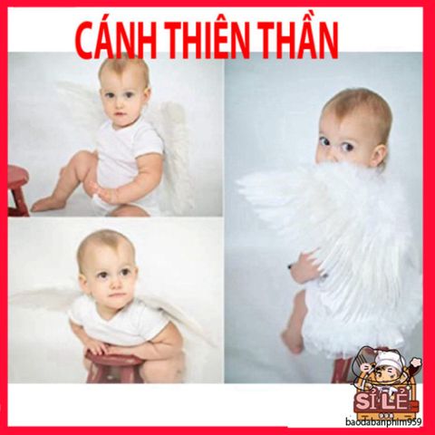 Bộ Cánh Thiên Thần Trắng Đáng Yêu - Trang Phục Hóa Trang Halloween Cho Bé với Lông Vũ và Gậy Ma Thuật - Quà Tặng Xinh Xắn