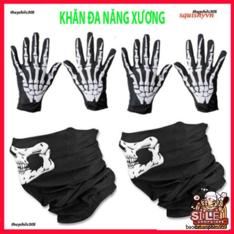 Khẩu Trang Xương Ma Đầu Lâu Đa Năng - Khăn Vải Lanh Thoáng Mát 50cm, Phong Cách Cá Tính Cho Hoạt Động Ngoài Trời