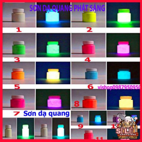 Sơn Dạ Quang 20ml [8 Màu] An Toàn, Phát Sáng Mạnh Mẽ Cho Nghệ Thuật và Trang Trí, Dễ Sử Dụng, Không Độc Hại