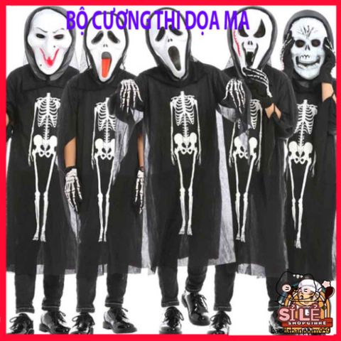 Bộ Đồ Hóa Trang Halloween Xương Người và Mặt Nạ Đầu Lâu Ma Quái - Trang Phục Dành Cho Tiệc Hóa Trang, Ngày Halloween