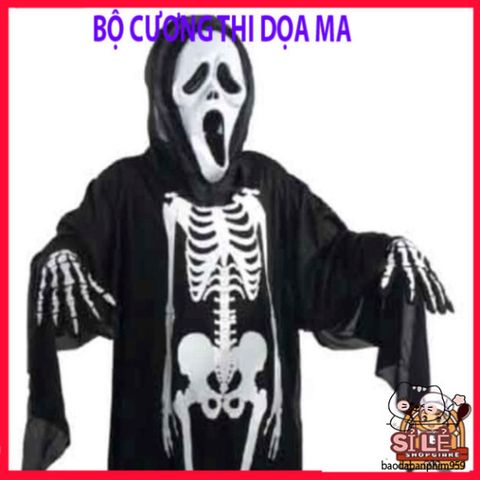 Bộ Đồ Hóa Trang Halloween Xương Người và Mặt Nạ Đầu Lâu Ma Quái - Trang Phục Dành Cho Tiệc Hóa Trang, Ngày Halloween