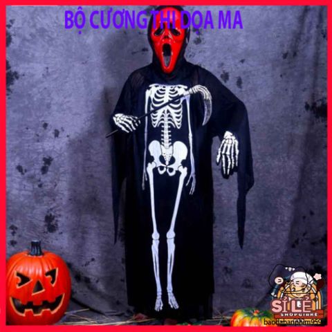 Bộ Đồ Hóa Trang Halloween Xương Người và Mặt Nạ Đầu Lâu Ma Quái - Trang Phục Dành Cho Tiệc Hóa Trang, Ngày Halloween