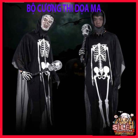 Bộ Đồ Hóa Trang Halloween Xương Người và Mặt Nạ Đầu Lâu Ma Quái - Trang Phục Dành Cho Tiệc Hóa Trang, Ngày Halloween