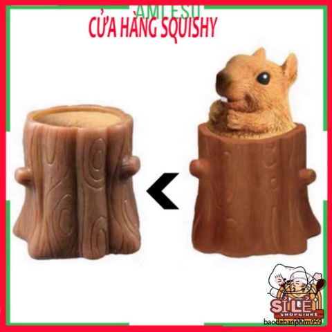 Đồ Chơi Squishy Hình Con Sóc Ngủ Trong Gốc Cây - Đồ Chơi Giảm Stress Dễ Thương Cho Trẻ Em và Người Lớn - Đồ Trang Trí Bàn Làm Việc