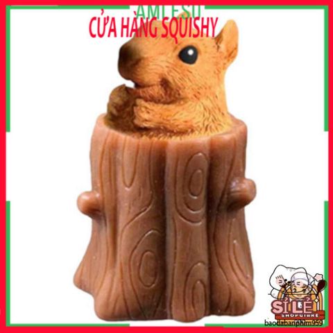 Đồ Chơi Squishy Hình Con Sóc Ngủ Trong Gốc Cây - Đồ Chơi Giảm Stress Dễ Thương Cho Trẻ Em và Người Lớn - Đồ Trang Trí Bàn Làm Việc