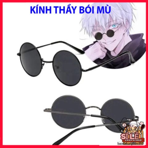 Kính Râm Gojo Satoru Mẫu Tròn Phong Cách Nam Nữ - Thần Thái Thầy Bói Mù Nobita Chất Lượng Cao, Bảo Vệ UV400