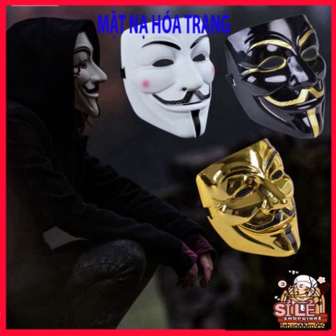 Mặt Nạ Hacker Anonymous - Phụ Kiện Hóa Trang Halloween Độc Đáo (Vàng, Bạc, Đen, Trắng) Dành Cho Cosplay và Tiệc Tùng