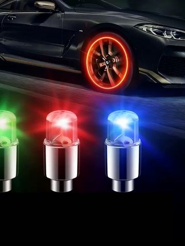 Bộ Nắp Van Đèn LED Gắn Van Ô Tô, Xe Máy, Xe Đạp - Phụ Kiện Chiếu Sáng Nhiều Màu Sắc Tạo Hiệu Ứng Ấn Tượng Khi Di Chuyển Ban Đêm