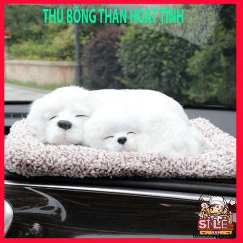 Thú Bông Chó Mèo Than Hoạt Tính Khử Mùi - Đồ Trang Trí Nội Thất Ô Tô và Bàn Làm Việc, Mèo Trắng Dễ Thương