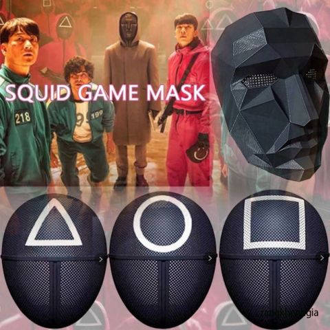 Mặt Nạ Lính Gác Trò Chơi Con Mực - Squid Game Cosplay Độc Đáo, Phụ Kiện Halloween Hot cho Trẻ Em và Người Lớn
