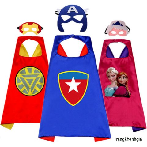 Áo Choàng Siêu Nhân Kèm Mặt Nạ - Trang Phục Hóa Trang Trẻ Em, Siêu Anh Hùng Người Nhện, Iron Man, Hulk, Captain America, Thor