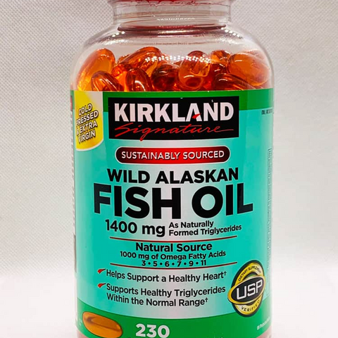 Dầu Cá Alaska Kirkland Signature Wild Alaskan Fish Oil 1400mg 230 Viên - Hỗ Trợ Tim Mạch, Omega-3, Vitamin A và D