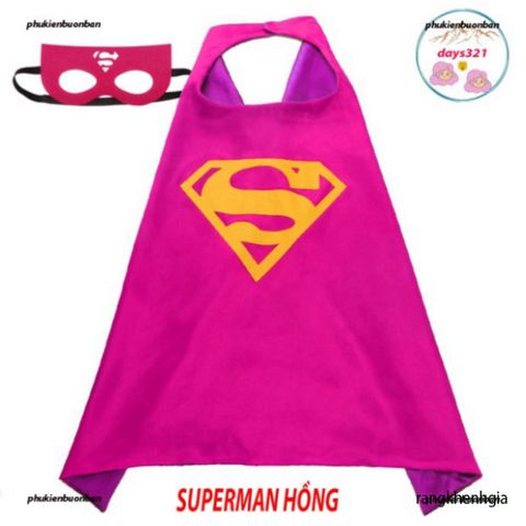 Bộ Áo Choàng và Mặt Nạ Người Sói Superman Hồng - Trang Phục Hóa Trang Siêu Anh Hùng cho Bé Trai và Bé Gái, Thích Hợp Tiệc Sinh Nhật