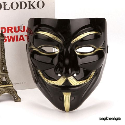 Mặt Nạ Hacker Anonymous - Phụ Kiện Cosplay Halloween Chúa Ngầu Màu Vàng, Bạc, Đen, Trắng, Được Làm Từ Nhựa Dẻo An Toàn