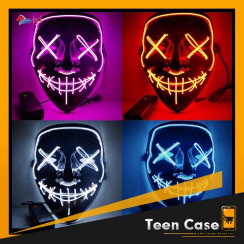 Mặt Nạ Hóa Trang LED Phát Sáng Đa Màu Hacker - Halloween & Trung Thu 2024, An Toàn, Thích Hợp Mọi Lứa Tuổi - Teencase