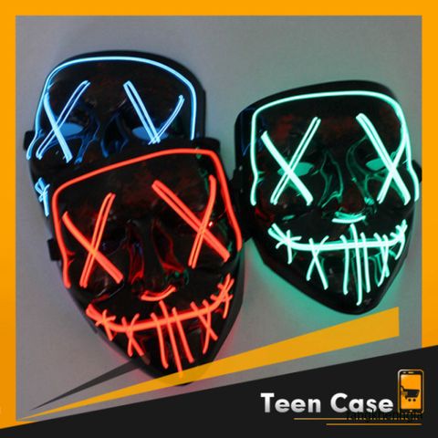 Mặt Nạ Hóa Trang LED Phát Sáng Đa Màu Hacker - Halloween & Trung Thu 2024, An Toàn, Thích Hợp Mọi Lứa Tuổi - Teencase