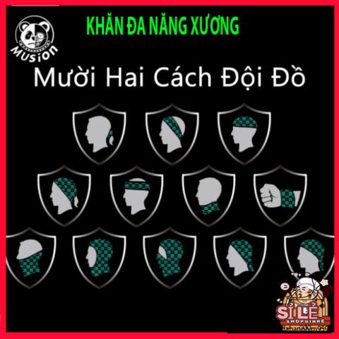 Khẩu Trang Musion Họa Tiết Xương - Chống Tia UV, Thoáng Khí, Đeo Được 12 Phong Cách, Phụ Kiện Thời Trang Đa Năng Cho Mọi Dịp