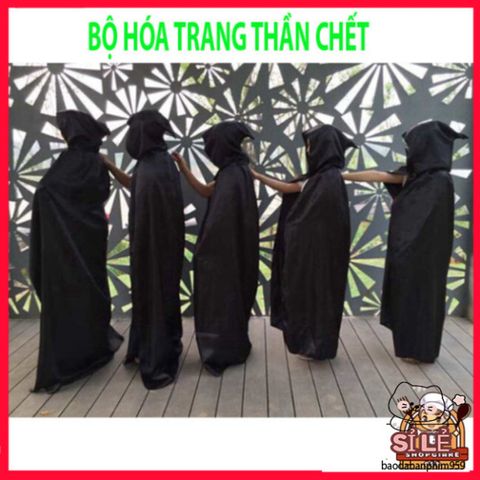 Bộ Trang Phục Thần Chết Halloween - Y Phục Hóa Trang Nam Nữ, Đẳng Cấp với Mặt Nạ và Găng Tay - Thời Trang Ma Quái ấn Tượng