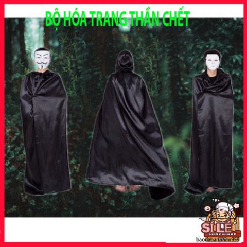 Bộ Trang Phục Thần Chết Halloween - Y Phục Hóa Trang Nam Nữ, Đẳng Cấp với Mặt Nạ và Găng Tay - Thời Trang Ma Quái ấn Tượng