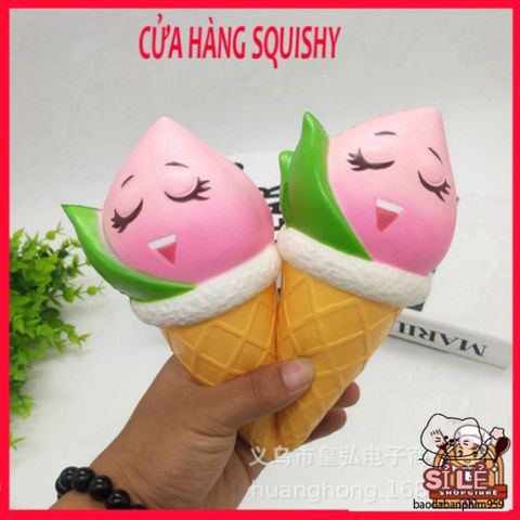 Squishy JUMBO Hình Kem Ốc Quế Màu Hồng Lá Dứa - Đồ Chơi Giải Trí Xốp Giảm Stress, An Toàn Cho Trẻ Em