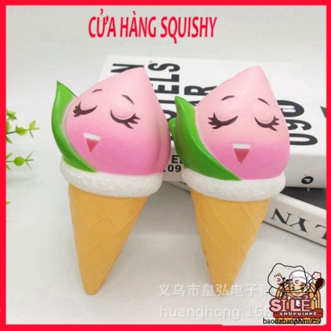 Squishy JUMBO Hình Kem Ốc Quế Màu Hồng Lá Dứa - Đồ Chơi Giải Trí Xốp Giảm Stress, An Toàn Cho Trẻ Em