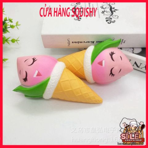 Squishy JUMBO Hình Kem Ốc Quế Màu Hồng Lá Dứa - Đồ Chơi Giải Trí Xốp Giảm Stress, An Toàn Cho Trẻ Em