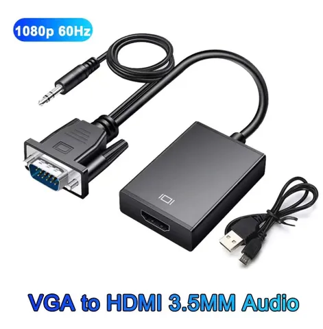 Cáp chuyển đổi VGA sang HDMI có âm thanh - Bộ chuyển đổi chất lượng cao cho máy tính, laptop, tivi và máy chiếu Full HD 1080p
