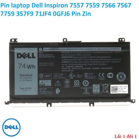 Pin Laptop Dell Inspiron 7557 7559 7566 7567 7759 357F9 - Pin Zin 520507 Hàng Chính Hãng, Chất Lượng Cao