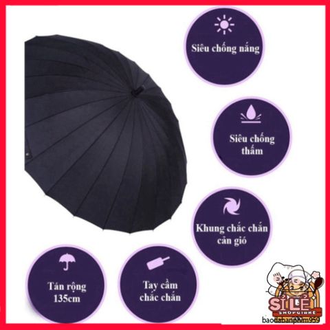 Ô Che Mưa 24 Nan Siêu Bền - Chống UV, Chống Thấm Nước, Dễ Dàng Sử Dụng, An Toàn Mọi Thời Tiết, Phù Hợp Với Tất Cả Lứa Tuổi